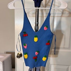Zara Knit Embroidered Fruit Size Small